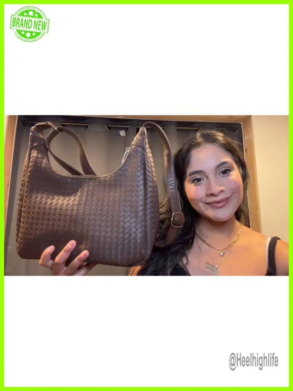 Woven Hobo Crossbody Shoulder Bag Vegan Leather Handbag Tote Purse